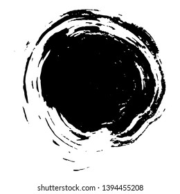 Ink vector dry brush stroke round banner. Vector illustration. Grunge texture.