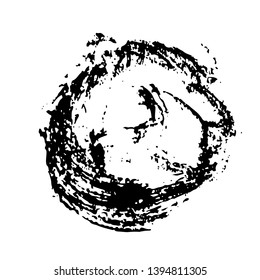 Ink vector dry brush stroke round brush. Vector illustration. Grunge texture.