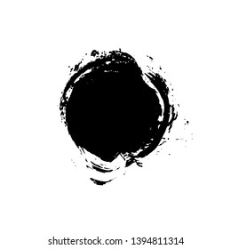 Ink vector dry brush stroke round banner. Vector illustration. Grunge texture.
