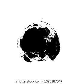 Ink vector dry brush stroke round banner. Vector illustration. Grunge texture.