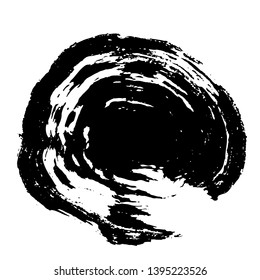 Ink vector dry brush stroke round banner. Vector illustration. Grunge texture.