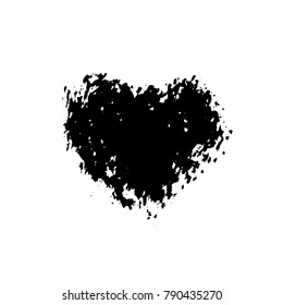 Ink vector dry brush stroke. Heart vector illustration. Grunge hand drawn watercolor texture. Space for text.