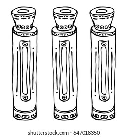 Ink Vector Illustration Isolated On a White Background Doodle Cartoon Vintage Hand Drawn Sketch. A Bottle of Perfume for Girls, Women. Fashion and Beauty, Trend, Aroma