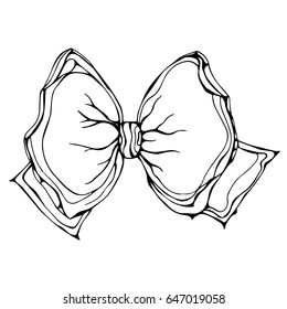 Ink Vector Illustration Isolated On a White Background Doodle Cartoon Vintage Hand Drawn Sketch. Gift Bow Ribbon