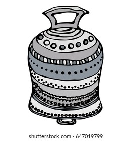 Ink Vector Illustration Isolated On a White Background Doodle Cartoon Vintage Hand Drawn Sketch. Wedding Bell, Ship Bell, Church Bell.