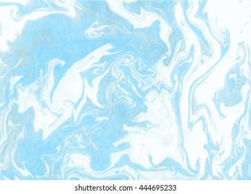 Ink vector marble abstract background in white and blue colors.