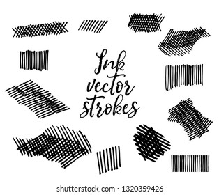 Ink vector strokes. Iisolated on white background. Vector file