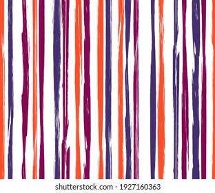 Ink vertical lines vector seamless pattern. Grunge brush stroke texture. Freehand simple painting seamless fashion print ornament. Brush stroke stripes grunge pattern for textile print.