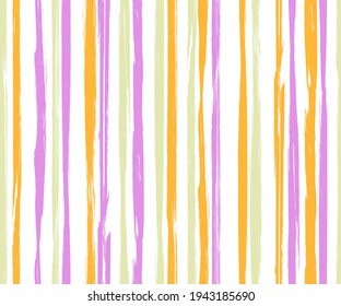 Ink vertical stripes vector seamless pattern. Grunge paintbrush texture. Freehand old style painting seamless fashion print ornament. Brush stroke stripes grunge pattern for textile print.