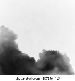 Ink wash painting on white background. Asian style art vector illustration.