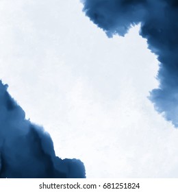 Ink Wash Painting On White Background. Asian Style Sky And Cloud Vector Illustration.