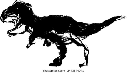 Ink Wash Style, Dinosaur Illustration, Silhouette Material, Vector