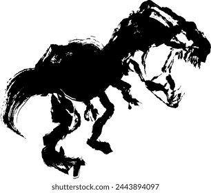 Ink Wash Style, Dinosaur Illustration, Silhouette Material, Vector