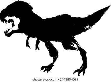 Ink Wash Style, Dinosaur Illustration, Silhouette Material, Vector