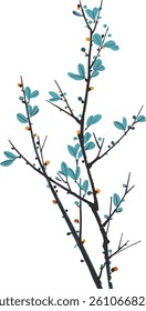 Ink and wash tree branches vector material