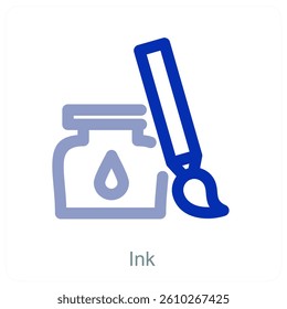 Ink and writing tools icon concept
