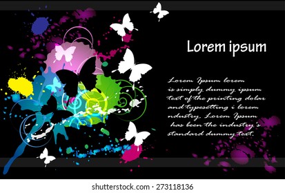 an inkblot white butterfly business card black