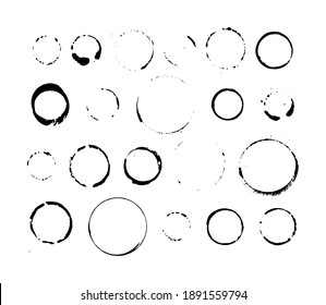 Ink-drawn blob circles set. Black and white isolated vector frames for your text.