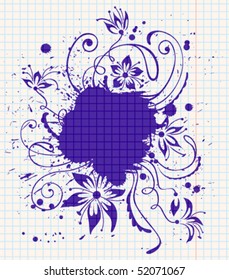Ink-drawn floral abstract illustration. All objects are layered and grouped separately.