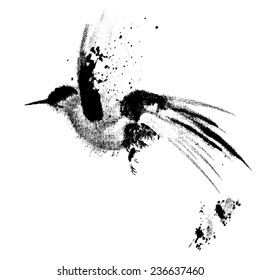  Ink-drawn flying bird. 8