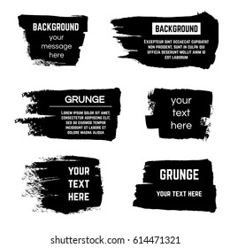 Inked black paint brushed rectangle boxes and frames vector stock. Brushed rectangle for text message, illustration of creative messy brushed shape