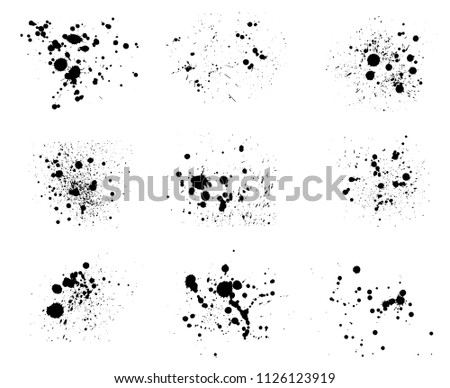 Inked blots. Vector ink spots, wet black inkblots or droplets
