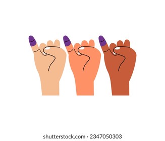 Inked finger presidential election illustration. Election inked finger voting illustration.