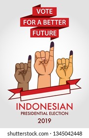 Inked finger shows that indonesian citizen is being a part of the presidential election called PEMILU.