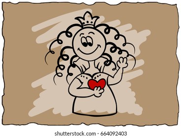 Inked knight story of love, vector princess with hurt is happy