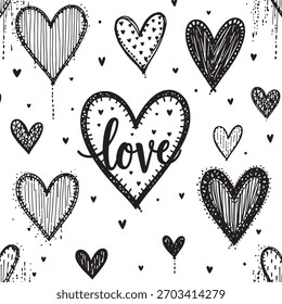 Inked Love Typographic Doodle Pattern