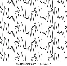 Inked scribble black on white.Hand drawn with ink seamless background.
