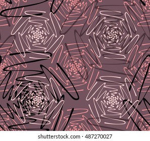 Inked scribbles forming flowers.Hand drawn with ink seamless background.