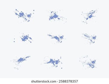 Inked splatter dirt stain splattered spray splash with drops blots isolated. Ink splashes stencil. Drops blots isolated.