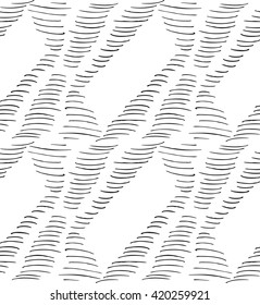 Inked strokes in triangles on white.Seamless pattern. Fabric design. Simple hand drawn hatched design.