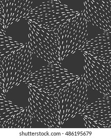 Inked textured cubes white on black.Hand drawn with ink seamless background.