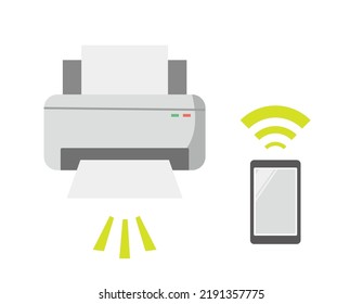 Inkjet printer.　 Smartphone.　Icons. Vector illustration.