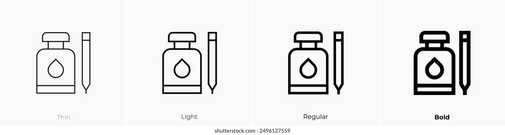 inkpot icon. Thin, Light Regular And Bold style design isolated on white background