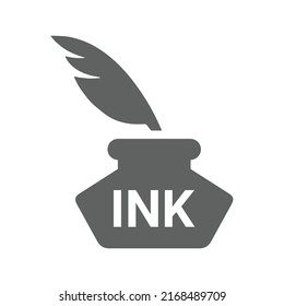 Tintenfisch, Tinte, Topfsymbol. Graue Vektorgrafiken.