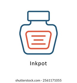 Inkpot Vector Two Color Icon. Eps file 10