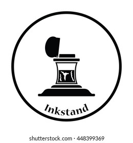 Inkstand icon. Thin circle design. Vector illustration.