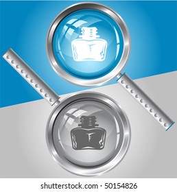 Inkstand. Vector magnifying glass.