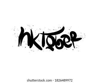 Inktober Lettering Text on white background in vector illustration
