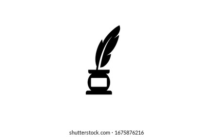 inkwell feather black logo icon design vector