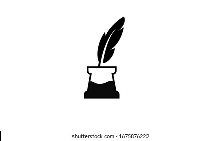 inkwell feather black logo icon design vector