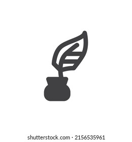 Icono de vector de tinta y pluma. signo plano relleno para concepto móvil y diseño web. Botella de tinta e icono del glifo de la pluma precoz. Símbolo, ilustración del logotipo. Gráficos vectoriales