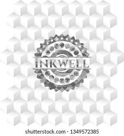 Inkwell grey badge with geometric cube white background