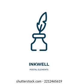Inkwell icon. Linear vector illustration from postal elements collection. Outline inkwell icon vector. Thin line symbol for use on web and mobile apps, logo, print media.