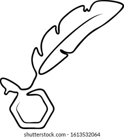 Inkwell icon. One line drawing in vector format.