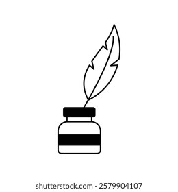 Inkwell icon with white background vector stock illustration