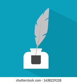 inkwell with a pen icon- vector illustration